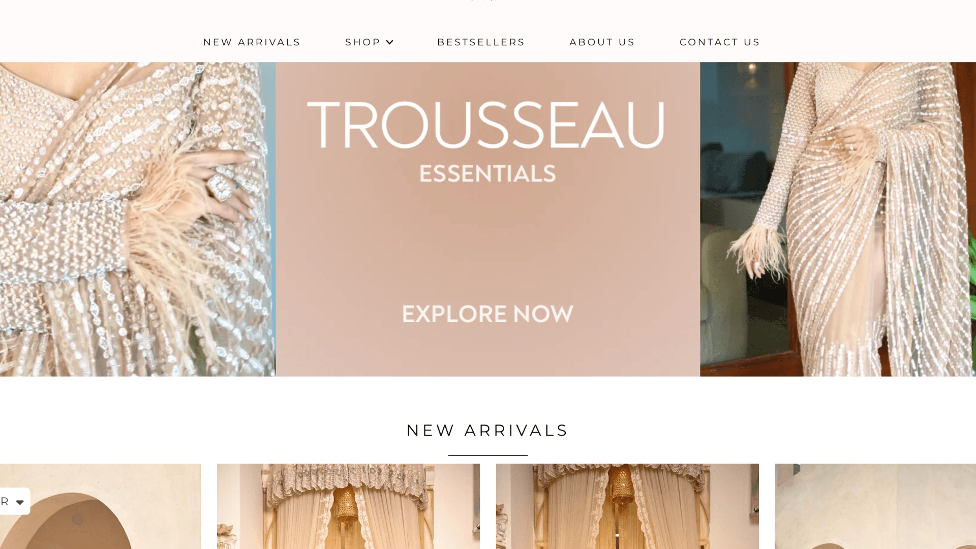 Rose Creations: Premium Couture & Bridal Fashion E-Commerce Store Home
