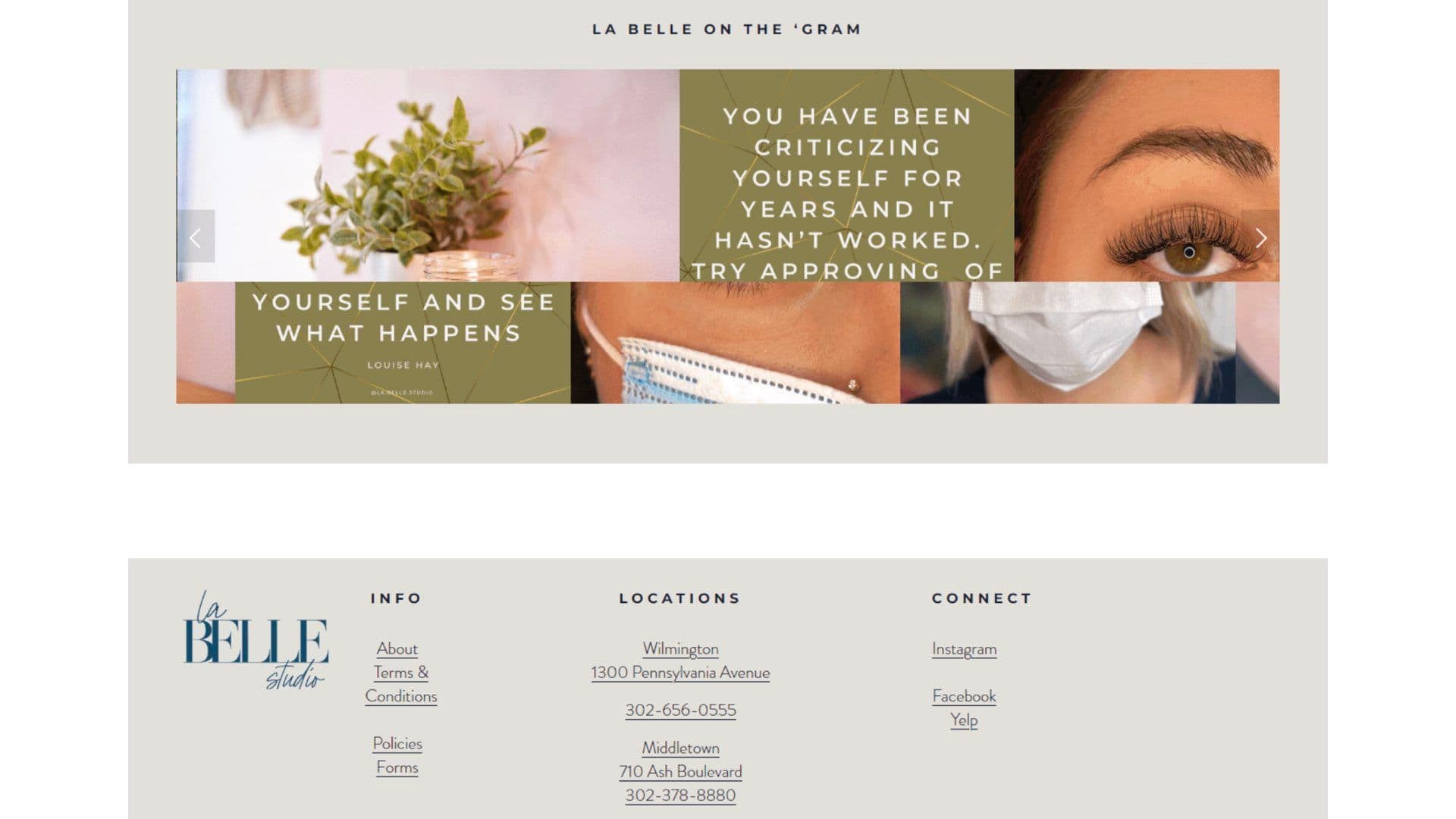 La Belle Studio: Beauty Studio Website with Appointments & Online Shop Footer