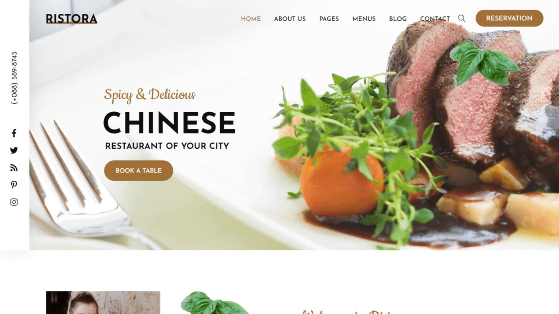 Ristora: Chinese Restaurant Website with Reservation & Table Ordering Home