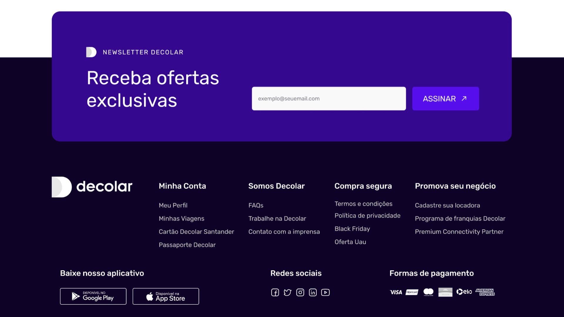 Decolar: Travel Booking Website & WebApp with Smart Search Suggestions footer