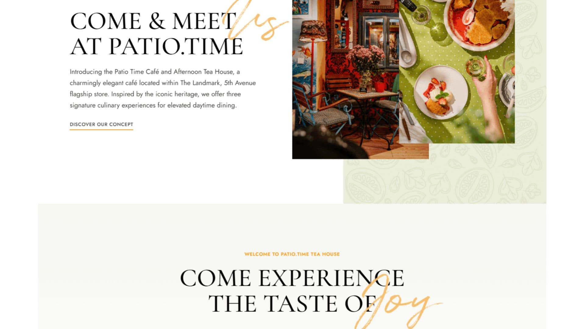 Patio Time Café: Website with Menu, Table Booking & Customer Feedback — Screenshot 2