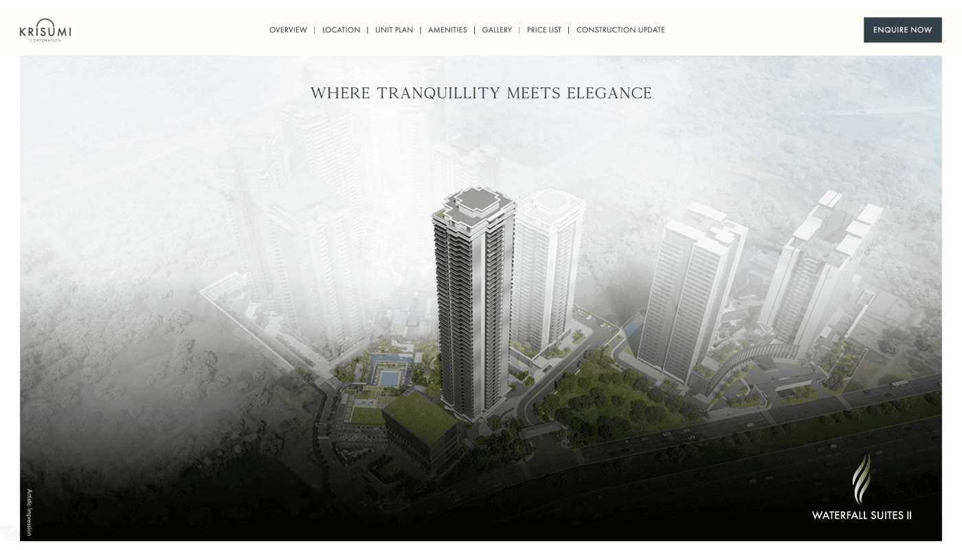 Krisumi Corporate Website for India's First Indo-Japanese Luxury Real Estate JV Home