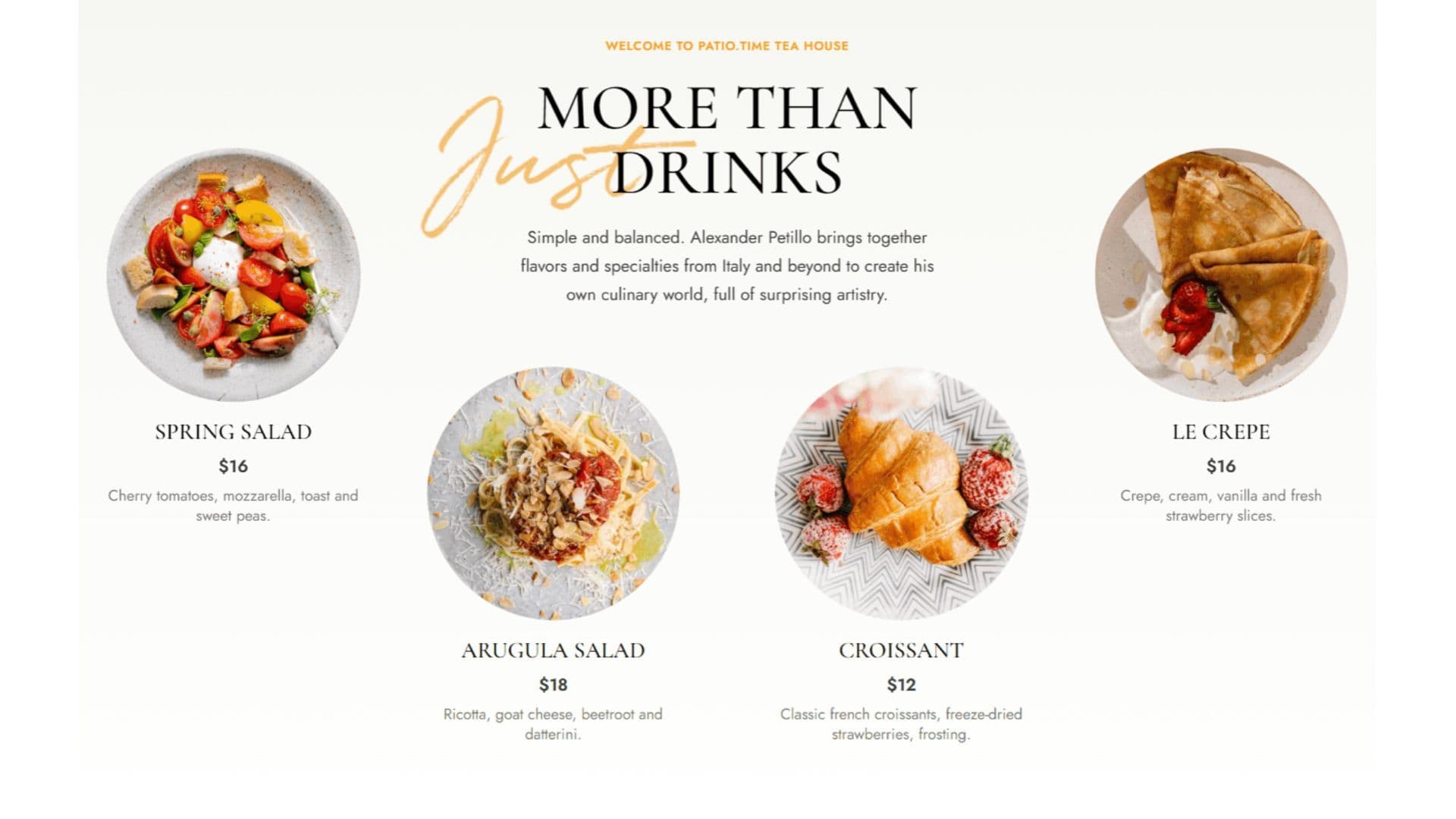 Patio Time Café: Website with Menu, Table Booking & Customer Feedback - more than drinks option