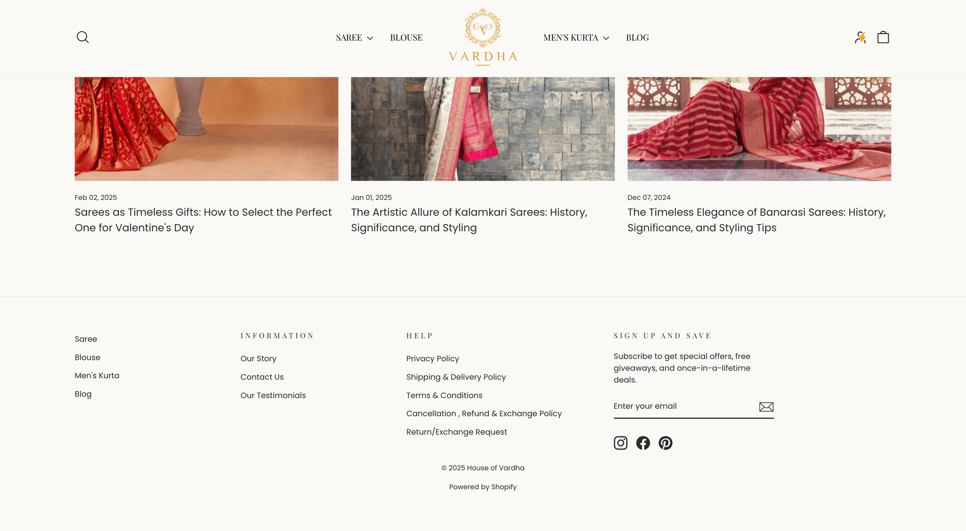 House of Vardha: Online Ethnic Fashion Store for Sarees & Indian Wear Footer